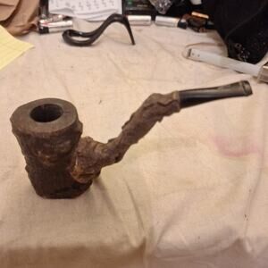 Rusticated Finish Bent Billiard Estate Pipe. Signed On Bottom